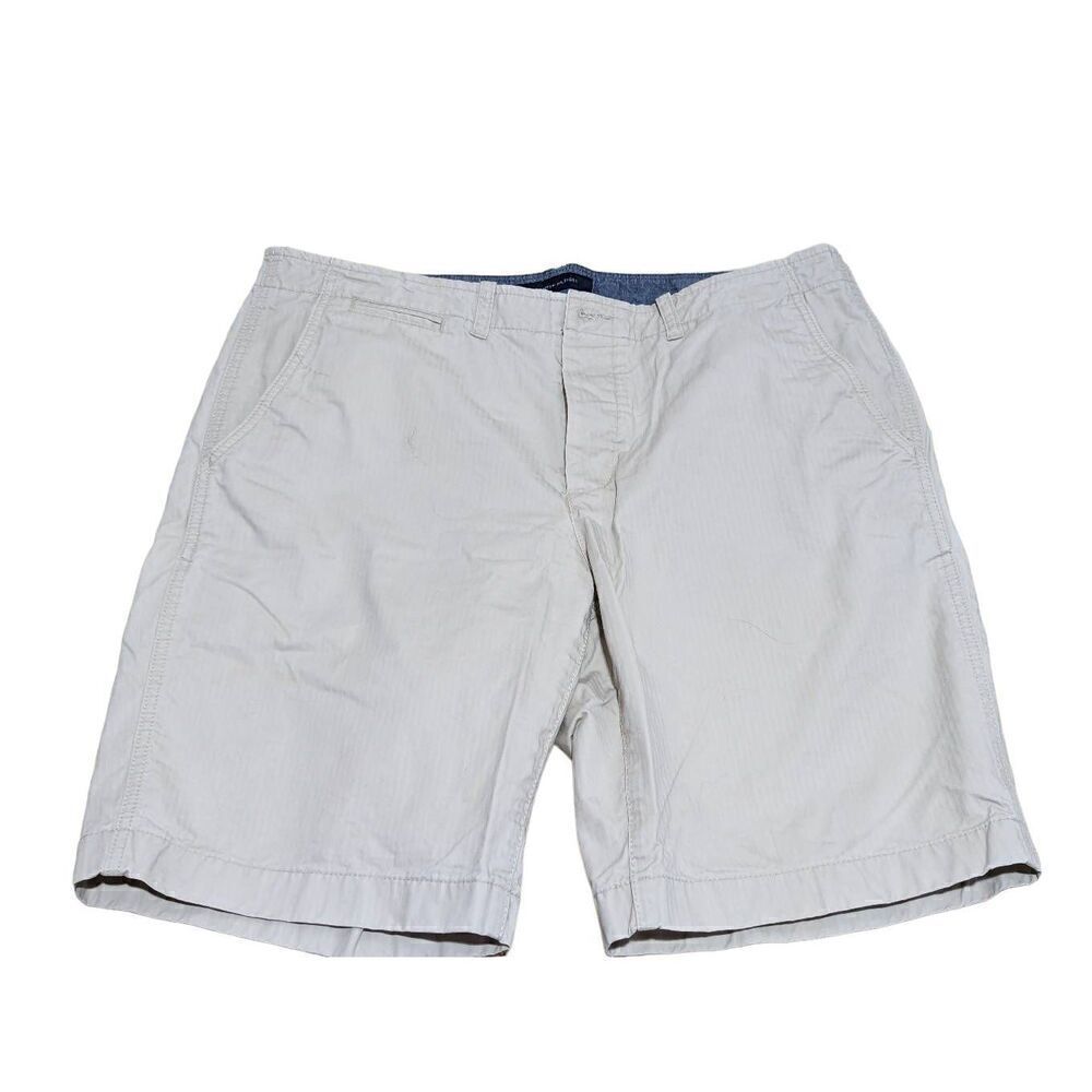 Tommy Hilfiger Men's Beige Flat Front Button Fly Cotton Shorts Size 36